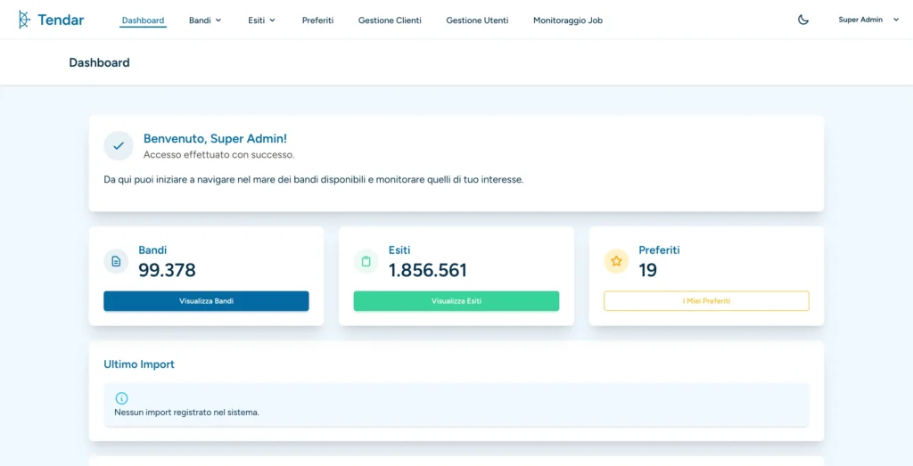 Tendar - Piattaforma SaaS per l'Analisi e Gestione di Bandi di Gara Pubblici