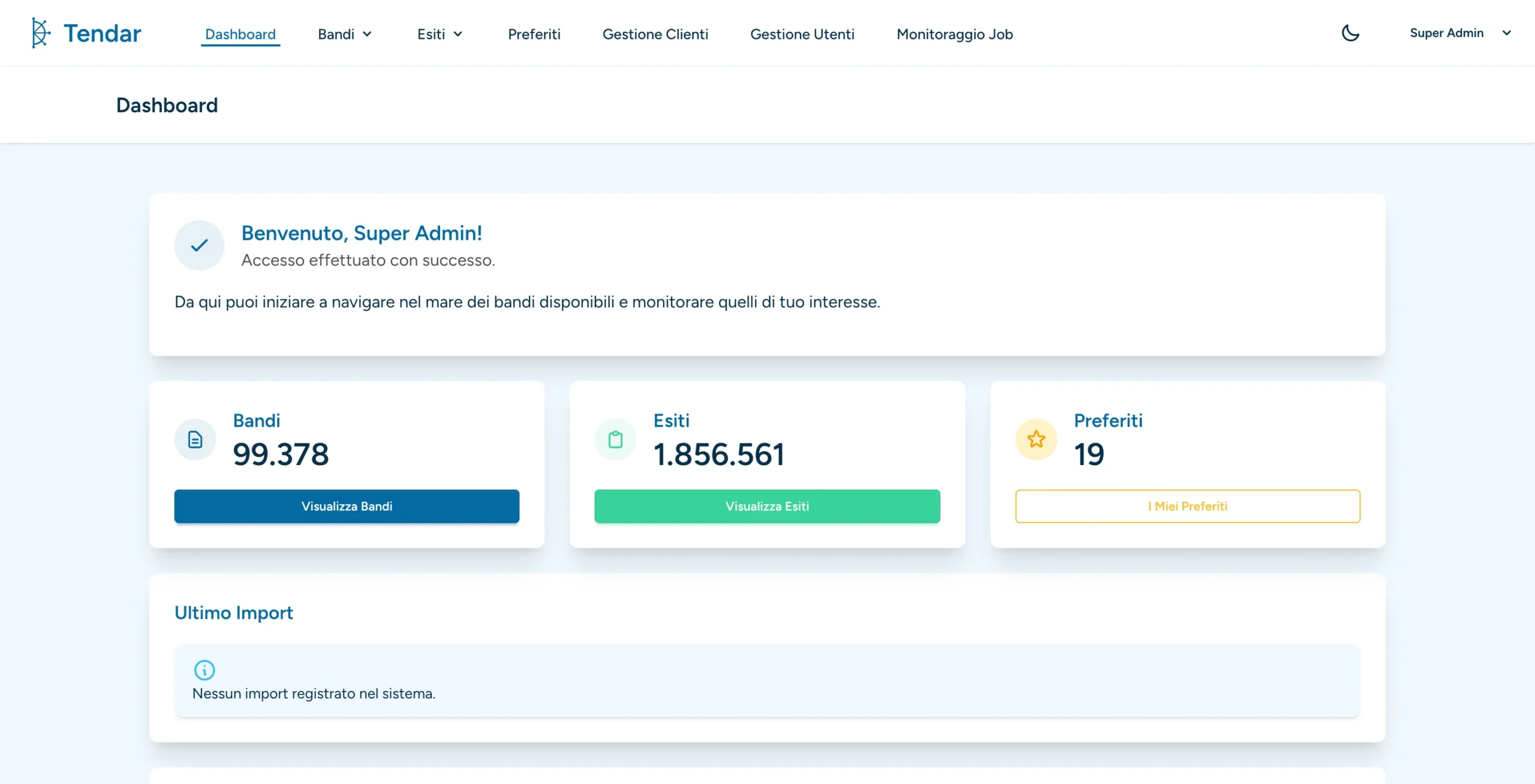 Tendar - Piattaforma SaaS per l'Analisi e Gestione di Bandi di Gara Pubblici